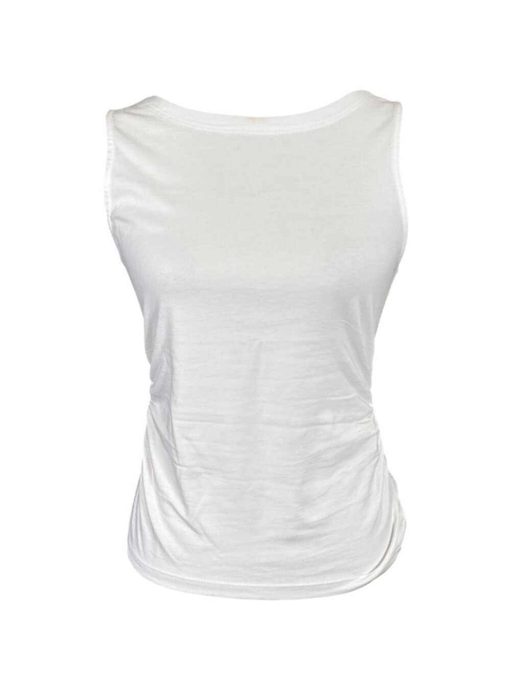 Madewell Side Ruch Femme Tank~Size XXS~White Boat Neck Cotton Top NWD L7 28